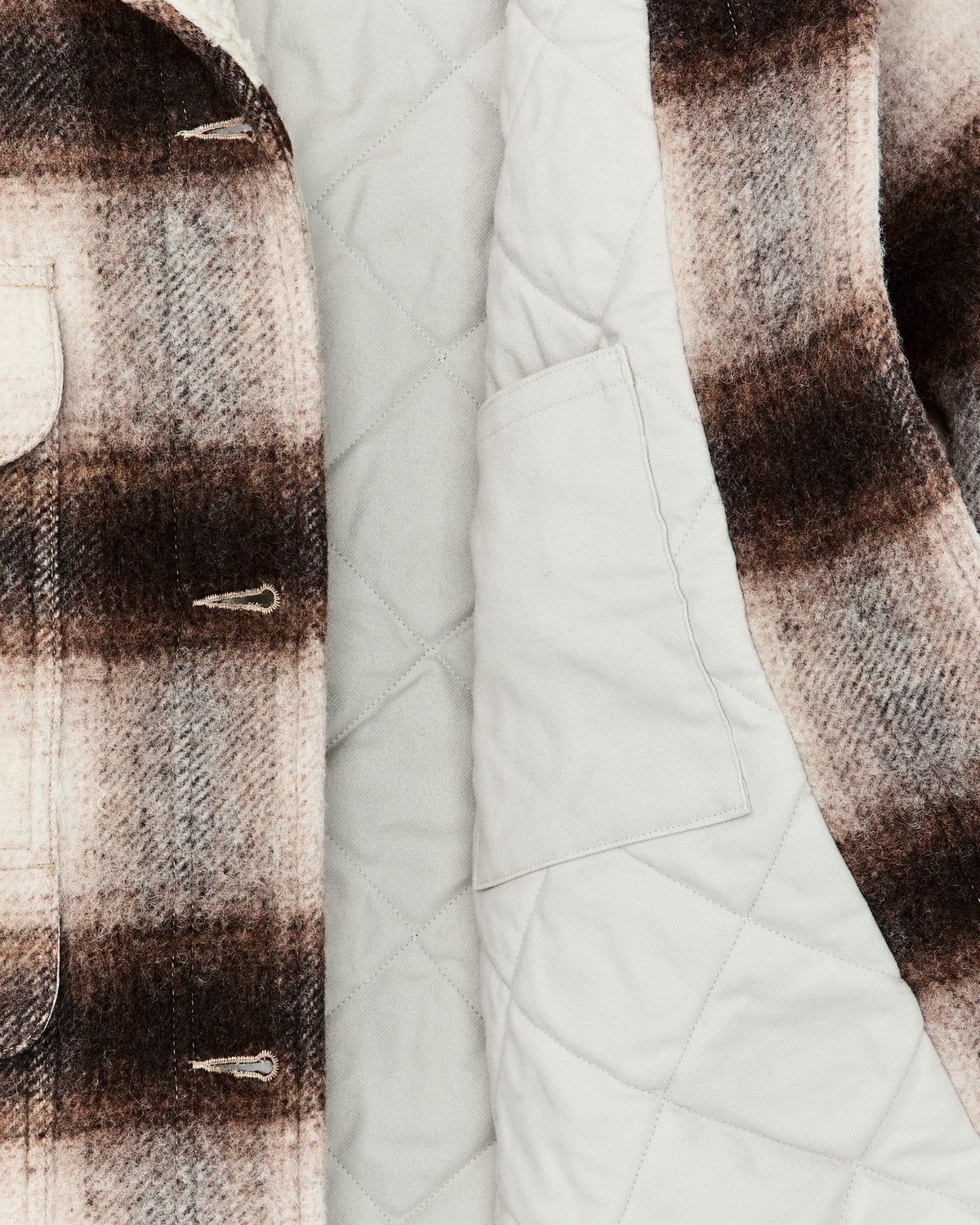 Women Filson Women's Kodiak Shawl Collar Coat - Cream / Brown Shadow Plaid