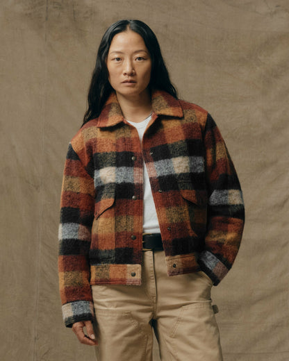 Women Filson Women's Blanket Wool Heritage Jacket - Red / Orange / Black Plaid