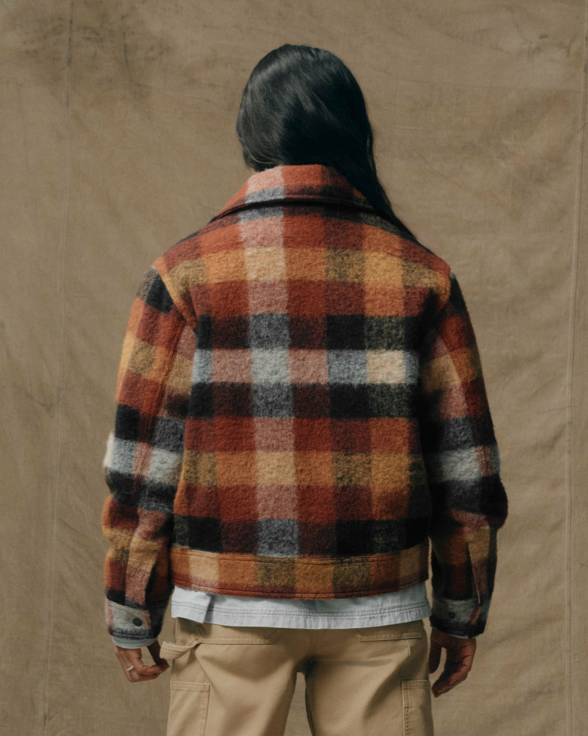 Women Filson Women's Blanket Wool Heritage Jacket - Red / Orange / Black Plaid