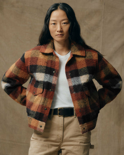Women Filson Women's Blanket Wool Heritage Jacket - Red / Orange / Black Plaid