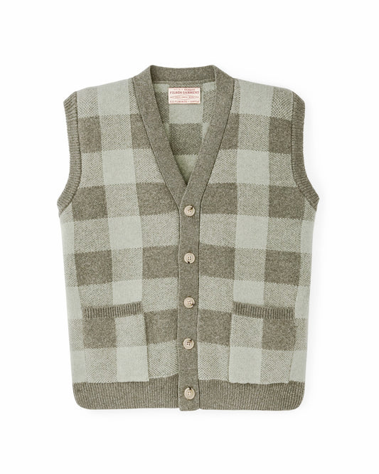 Women Filson Women's Wool Cardigan Vest - Olive Check