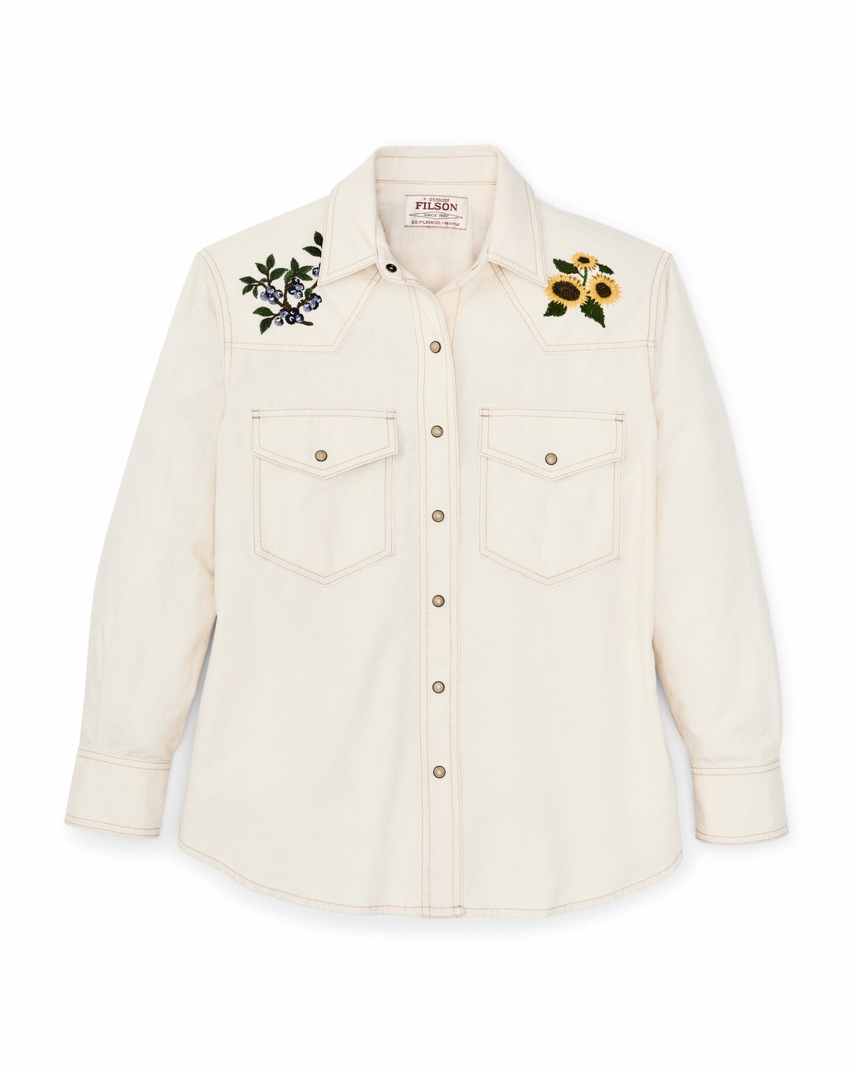 Women Filson Women's Embroidered Western Shirt - Natural Seed