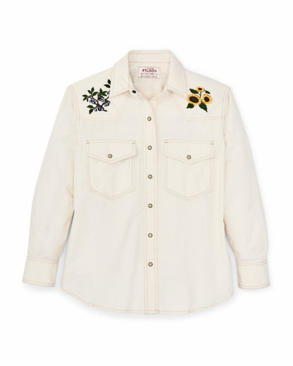 Women Filson Women's Embroidered Western Shirt - Natural Seed