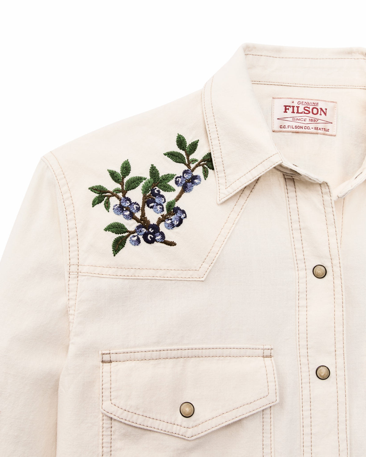 Women Filson Women's Embroidered Western Shirt - Natural Seed