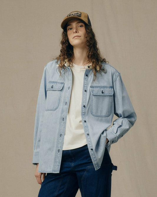 Women Filson Women's Denim Work Shirt - Light Indigo
