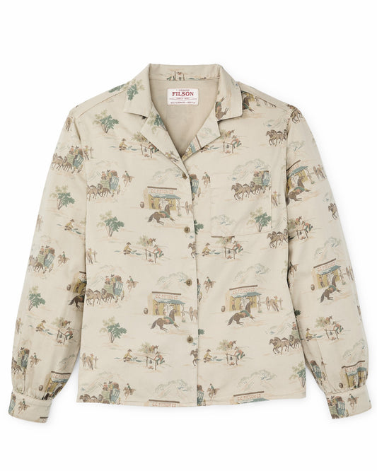 Women Filson Women's Long Sleeve Twill Camp Shirt - Desert Green / Print