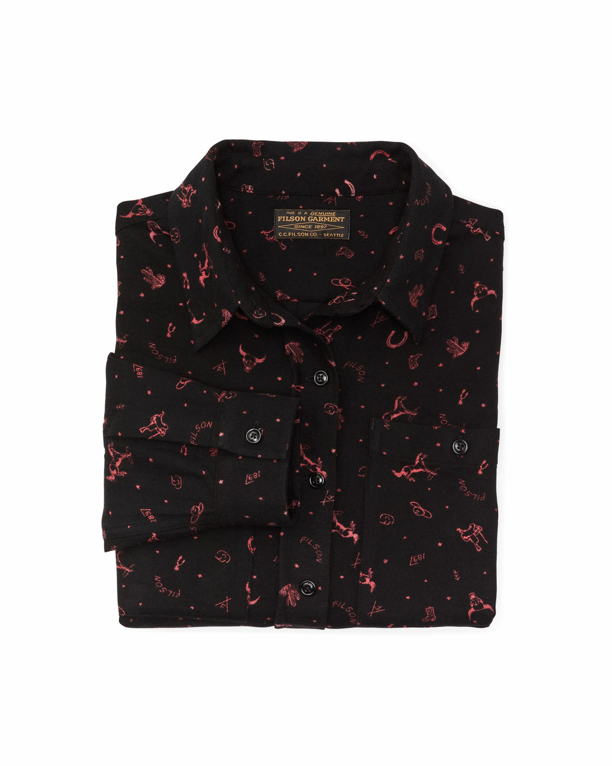 Women Filson The Women's Rangeland Flannel Shirt - Black / Red Western