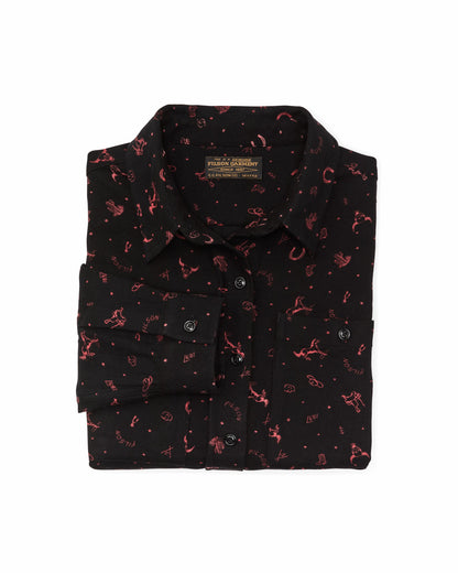Women Filson The Women's Rangeland Flannel Shirt - Black / Red Western