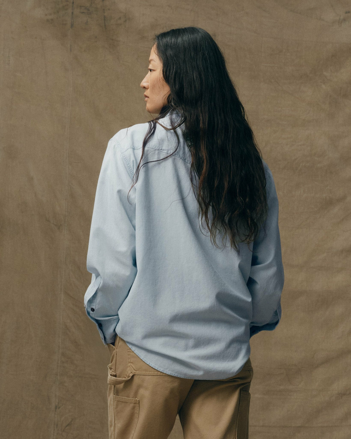 Women Filson Women's Embroidered Western Shirt - Light Indigo Chambray / Fields