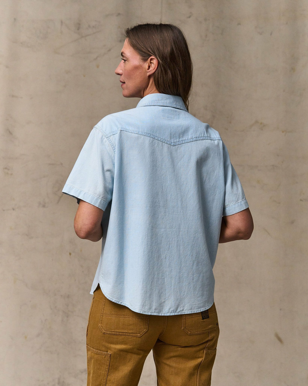 Women Filson Women's Short Sleeve Chambray Western Shirt - Light Indigo