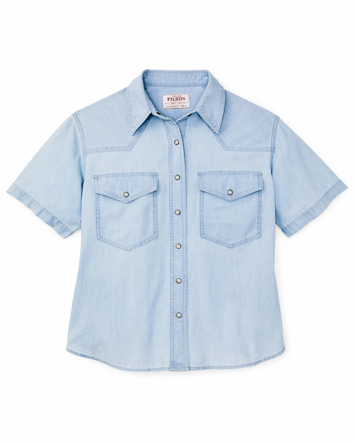 Women Filson Women's Short Sleeve Chambray Western Shirt - Light Indigo