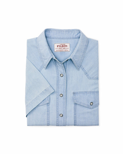 Women Filson Women's Short Sleeve Chambray Western Shirt - Light Indigo