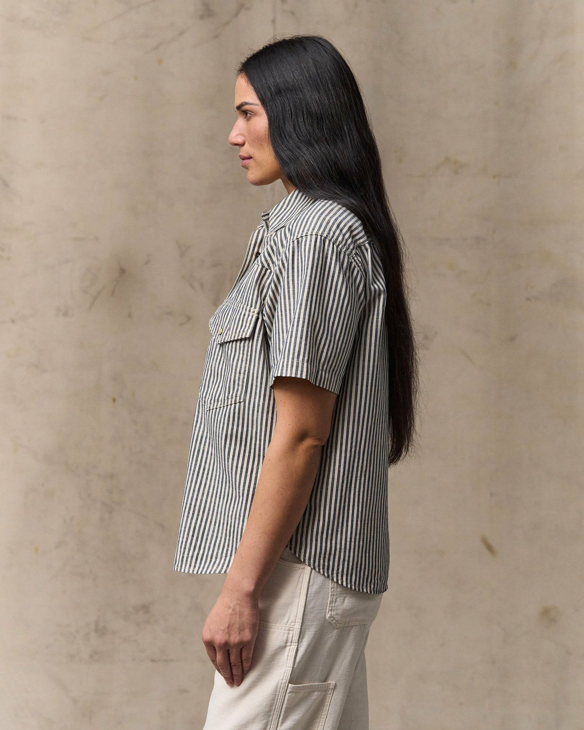 Women Filson Women's Short Sleeve Chambray Western Shirt - Indigo / Natural