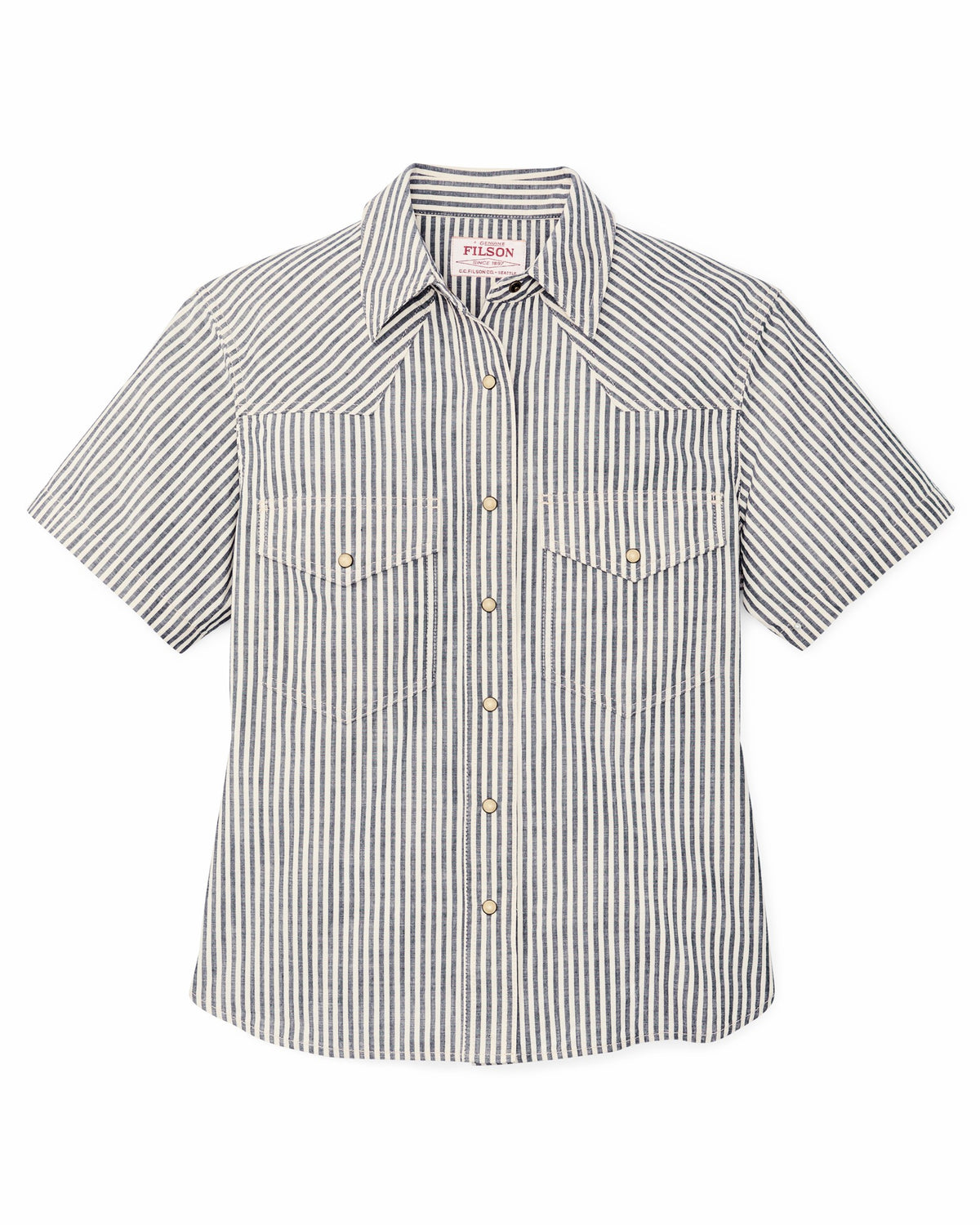 Women Filson Women's Short Sleeve Chambray Western Shirt - Indigo / Natural