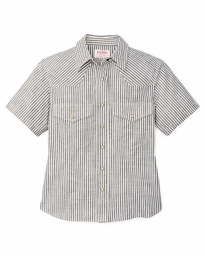 Women Filson Women's Short Sleeve Chambray Western Shirt - Indigo / Natural