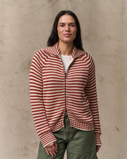 Women Filson Women's Cotton Full-zip Cardigan - Brick / Sand Stripe