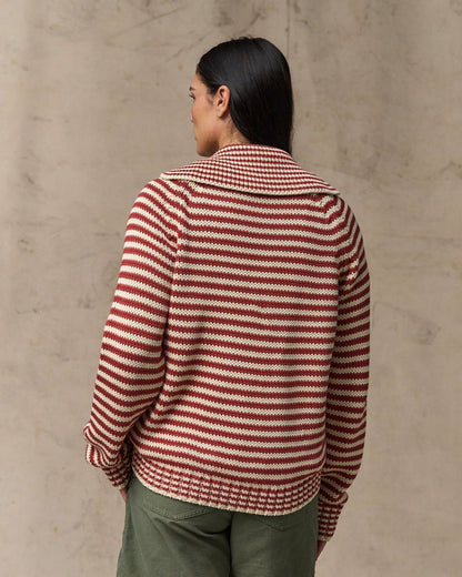 Women Filson Women's Cotton Full-zip Cardigan - Brick / Sand Stripe