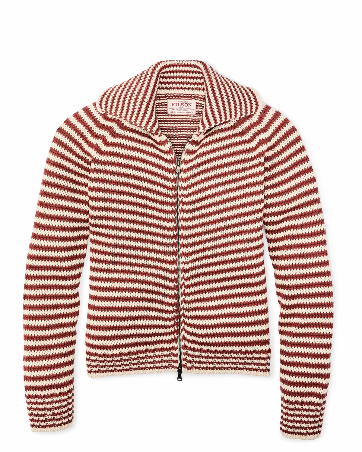 Women Filson Women's Cotton Full-zip Cardigan - Brick / Sand Stripe