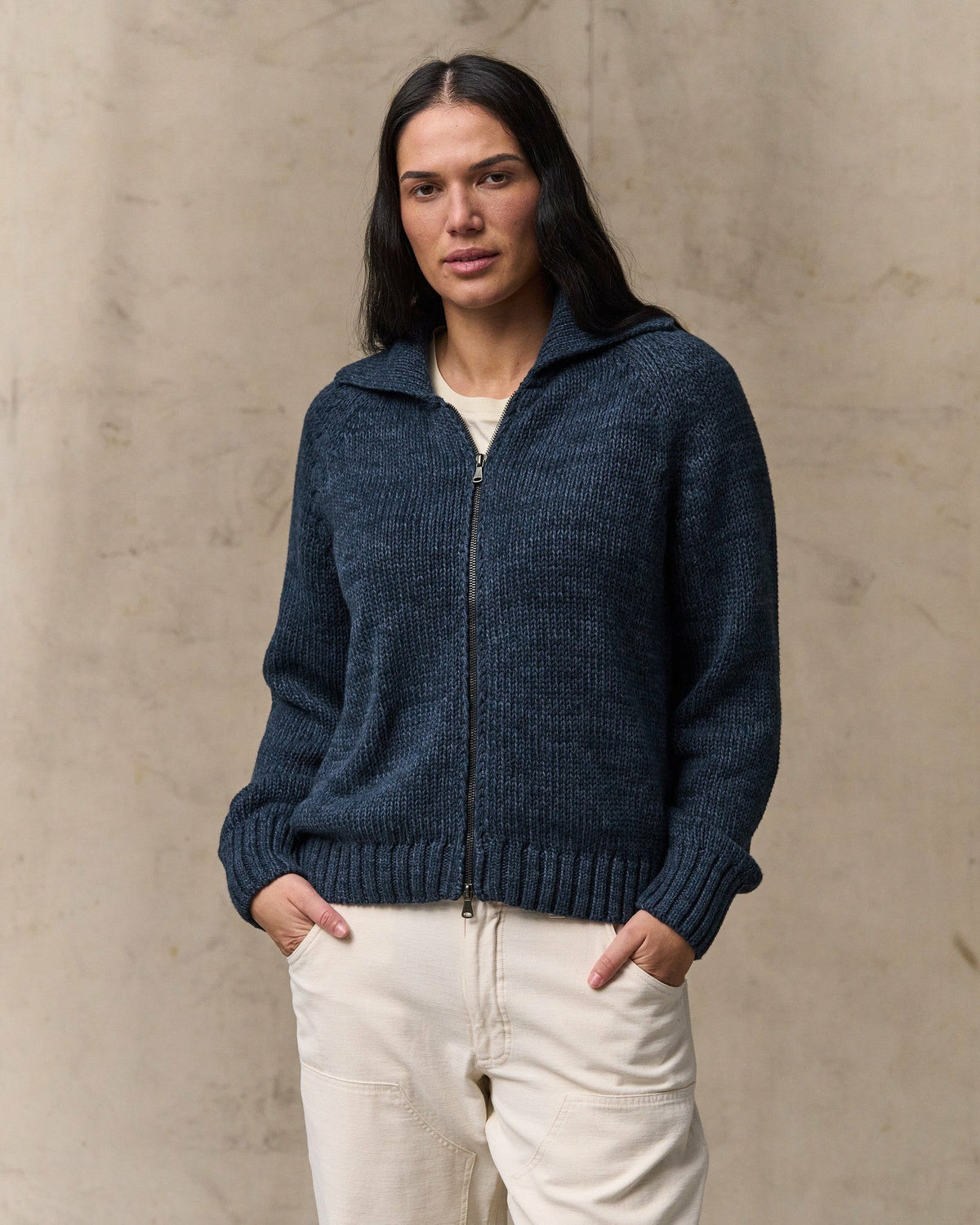 Women Filson Women's Cotton Full-zip Cardigan - Navy / Marl