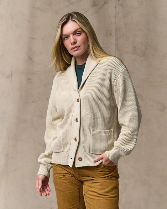 Women Filson Women's Cotton Shawl Neck Cardigan - Natural