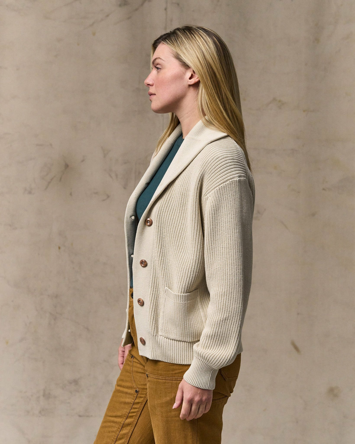 Women Filson Women's Cotton Shawl Neck Cardigan - Natural