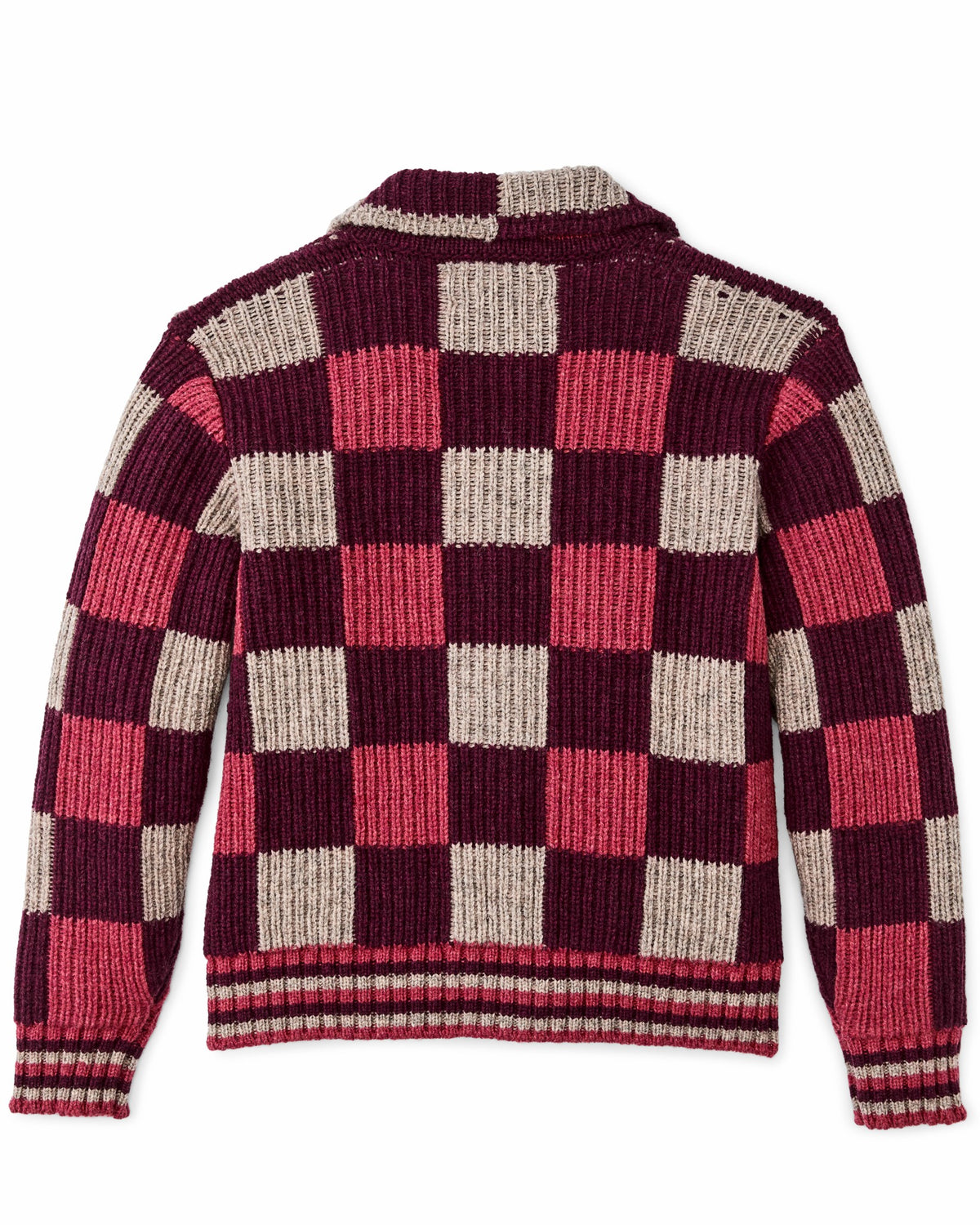 Women Filson Women's Checkered Wool Cardigan - Burgundy / Gray Check