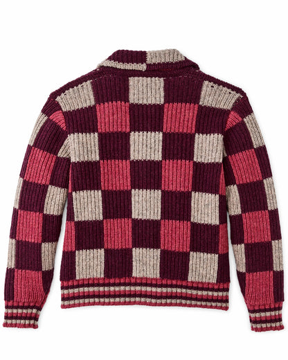 Women Filson Women's Checkered Wool Cardigan - Burgundy / Gray Check