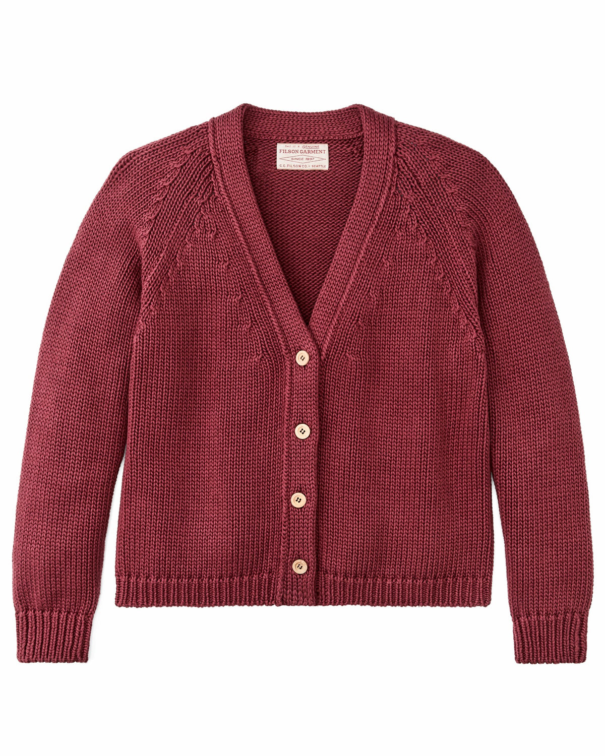 Women Filson Women's Rustic Cotton Cardigan - Burgundy