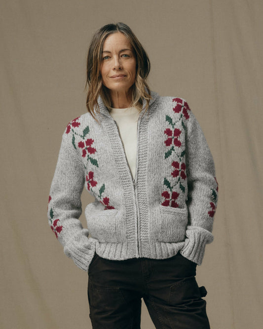 Women Filson Women's Zippered Wool Sweater - Gray / Flower