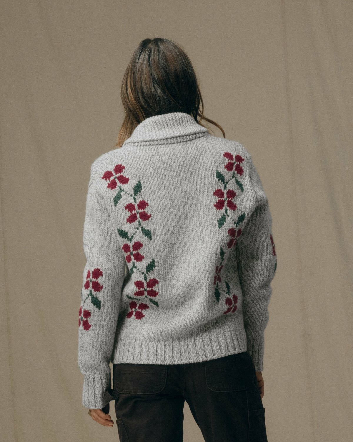 Women Filson Women's Zippered Wool Sweater - Gray / Flower