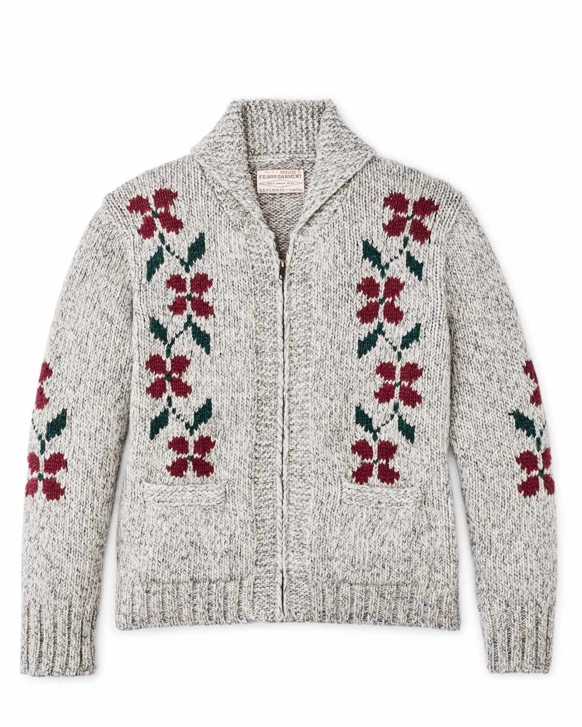 Women Filson Women's Zippered Wool Sweater - Gray / Flower