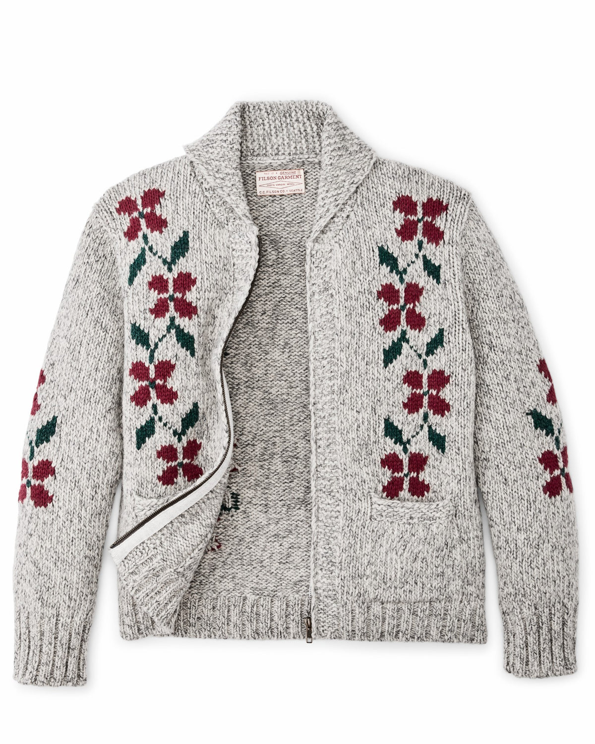 Women Filson Women's Zippered Wool Sweater - Gray / Flower