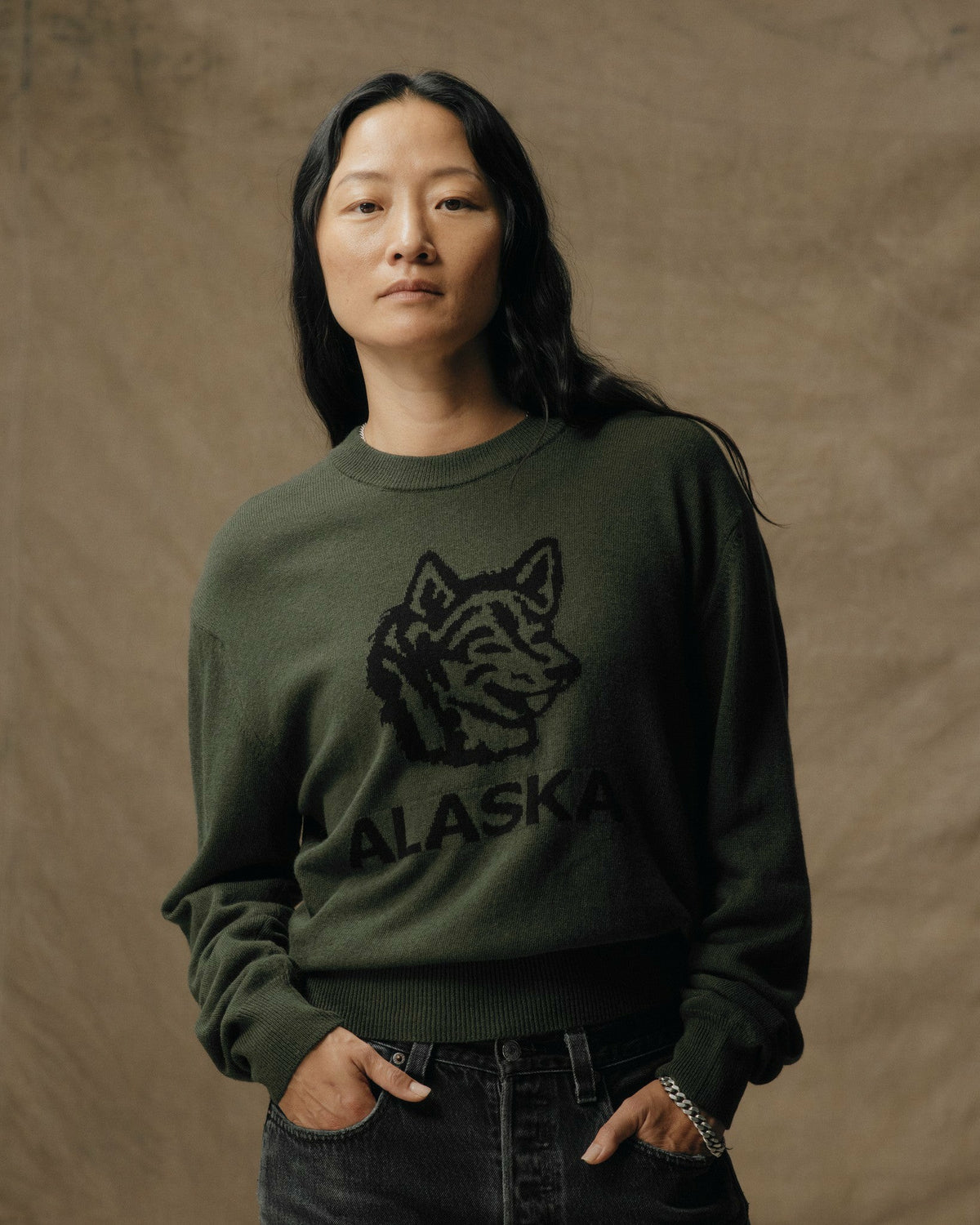 Women Filson Women's Graphic Wool Sweater - Olive