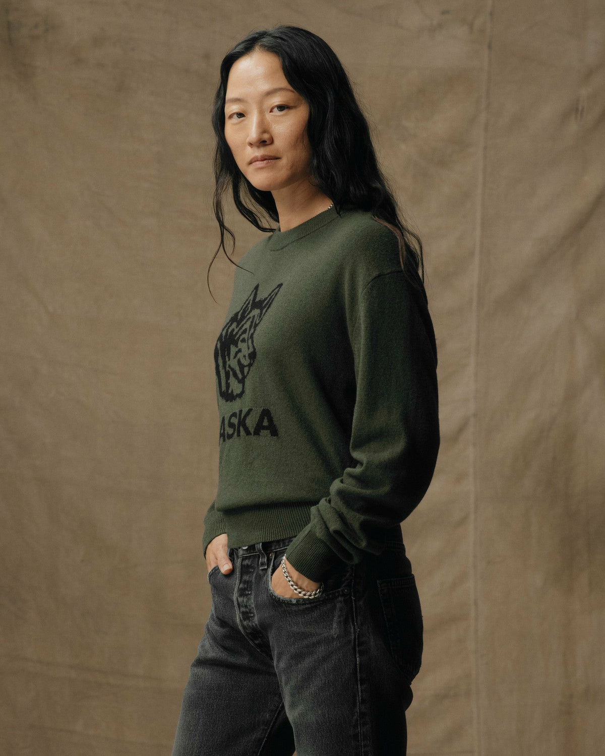 Women Filson Women's Graphic Wool Sweater - Olive