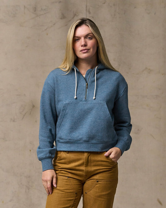 Women Filson Women's French Terry Half-zip Hoodie - Light Blue