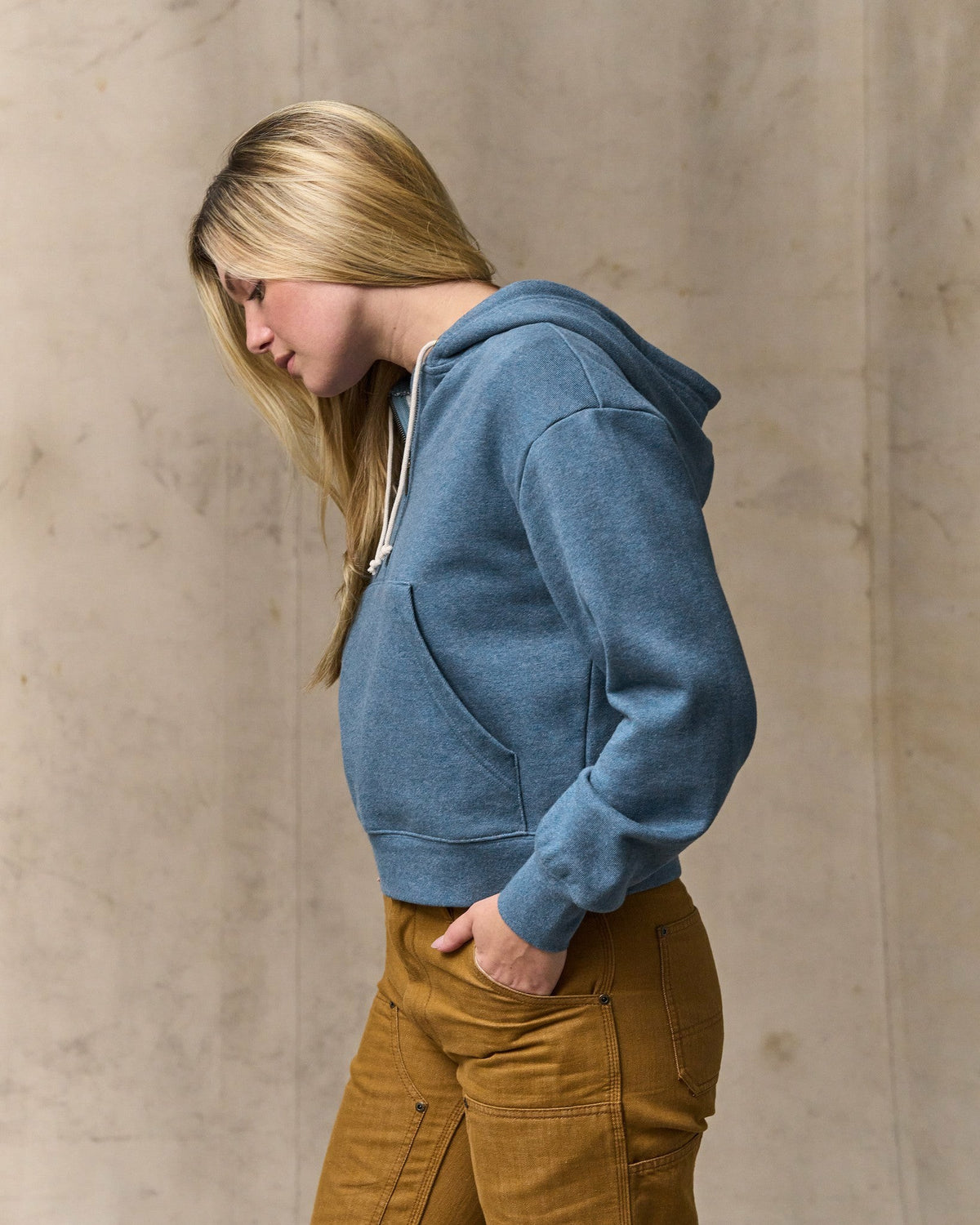 Women Filson Women's French Terry Half-zip Hoodie - Light Blue
