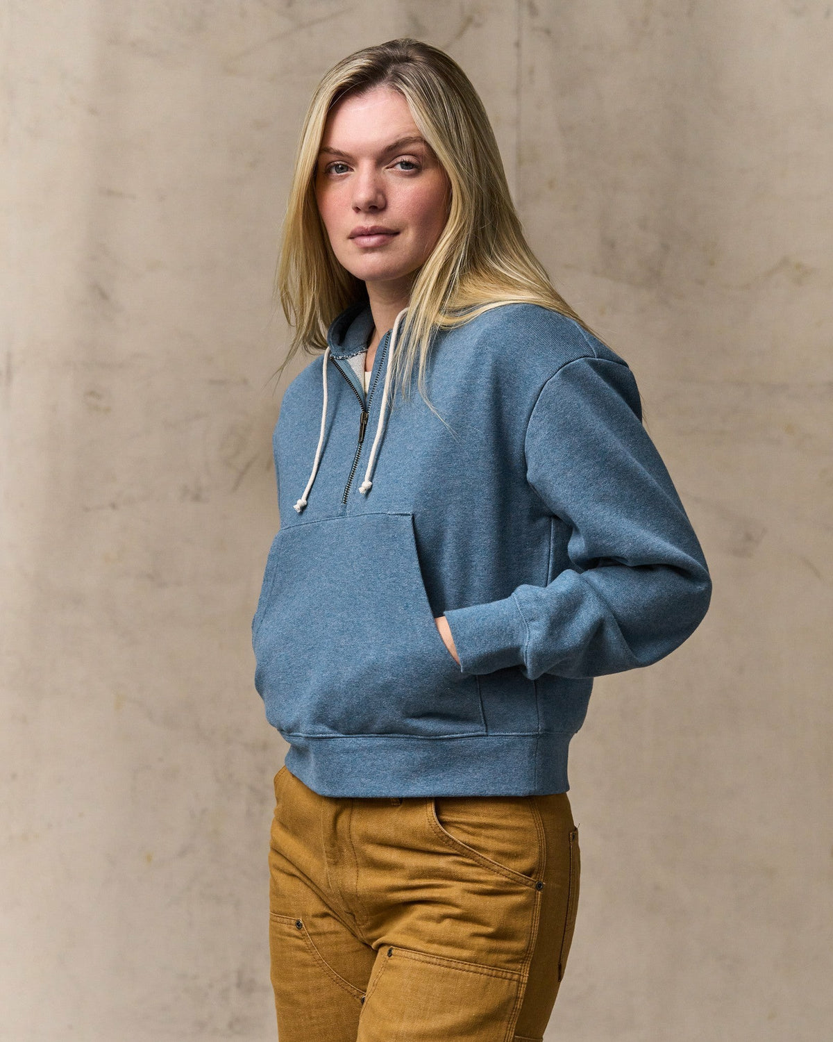 Women Filson Women's French Terry Half-zip Hoodie - Light Blue